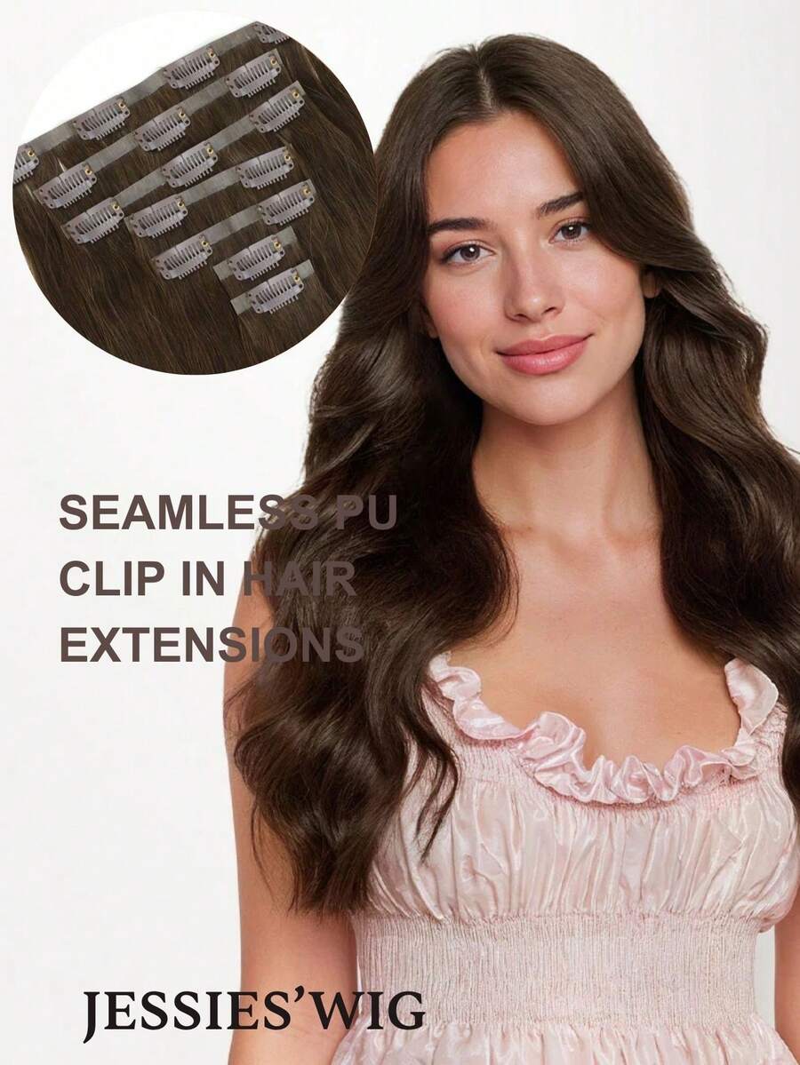 jessie's wig Tóc giả Jessie 7 món kèm 16 kẹp, tóc nối thẳng, tóc thật tự nhiên, tóc nguyên chất, tóc nối hai lớp, thích hợp sử dụng hàng ngày cho nữ, dễ dàng đeo. - S4 - Xem 1