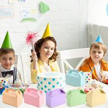 48 Pcs Back To School Gable Gift Box 6 X 3.5 X 3.5 Inches Colorful Paper Candy Boxes Snack Goodie Cake Treat Boxes For Holiday Birthday Baby Shower Party Favor Pastel Color - 柔和色彩 - 查看 6
