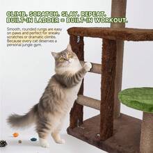 38 Inch Medium Cat Tree, Green Staircase Model Cat Climbing Frame, Multi-Tier Cat Tower With Cat Scratching Post, Cozy Perch Cat Playhouse Cat Climbing Frame - Green - View 6