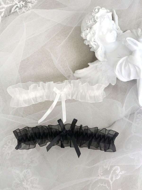 Sexy Lace Garter Belt With Bowknot, Elastic Thigh Highs, Bridal Wedding Accessories, Choker And Leg Strap