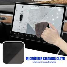 1/2pcs Paño de limpieza para pantalla táctil de coche, paño de limpieza de microfibra de doble cara para coche y pantallas de vidrio para portátiles - Negro - Ver 6