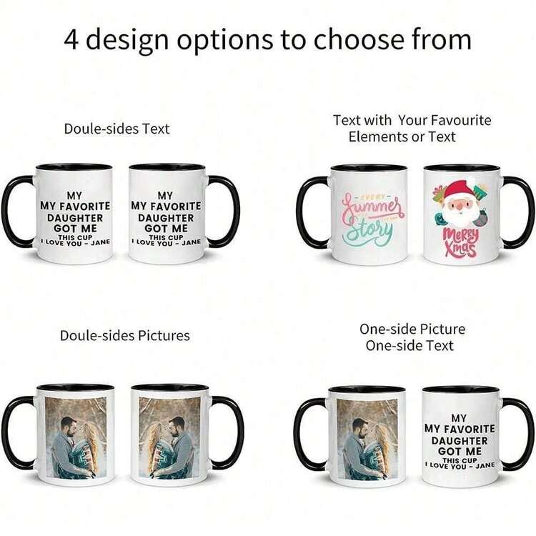 1 Pc 11 Oz Custom Image Mug, Custom Design Mug, Custom Text Mug, Personalized Photo Mug, Personalized Coffee Mug, Custom Family Mug, Make Your Own Mug, Custom Coffee Mug, Mother's Day Gift, Ideal Gifts For Him Her, Boyfriend, Girlfriend, Dad, Mom, Family, Friends For Anniversaries, For Valentine's Day, For Mother's Day, For Birthdays, For Children's Day, For Father's Day, For Graduation, For Weddings, For Housewarming Dining Room, Living Room, Bedroom, Office, Tea Room, Home, School - màu đen - Xem 6