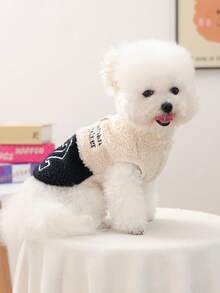 1 件宠物衣服，适合小型犬的狗/猫服装，可爱的宠物装，温暖舒适的遛狗背心，黑白