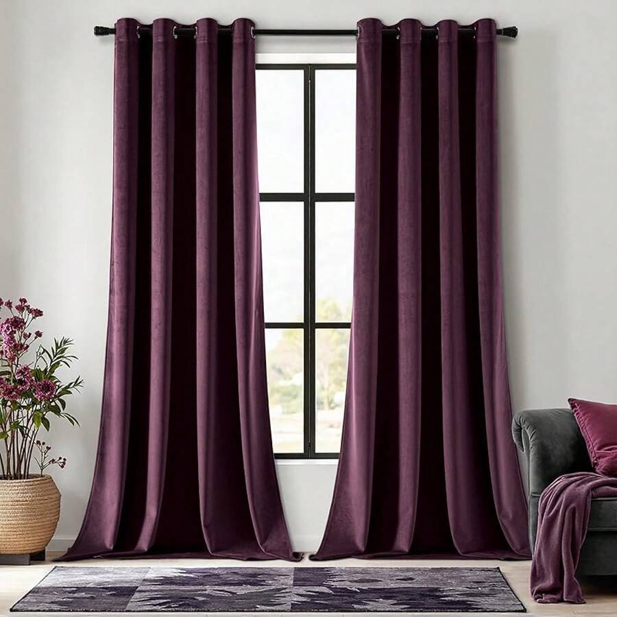 2 Panels Blackout Curtains Solid Soft Grommet Mustard Yellow Thermal Insulated Soundproof Room Darkening Curtains/Drapes/Panels Fall Living Room Bedroom 52 X 90 Inch - 紫蘭花 - 查看 1