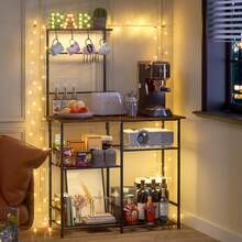 Baker's Rack For Kitchen With Storage, Microwave Stand With Adjustable Shelves And 10 S Hooks, 6-Tier Coffee Bar Station, Kitchen Shelves For Spices, Pots, Rustic Brown,10600244 - Chocolate Brown - View 9