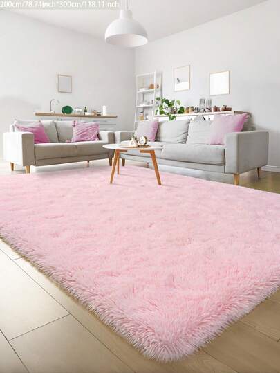4 英尺 X 6 英尺柔软毛茸茸地毯，可洗地毯垫，适用于客厅、卧室、宿舍、大学、公寓，粉色地毯装饰，适合男孩和女孩的房间