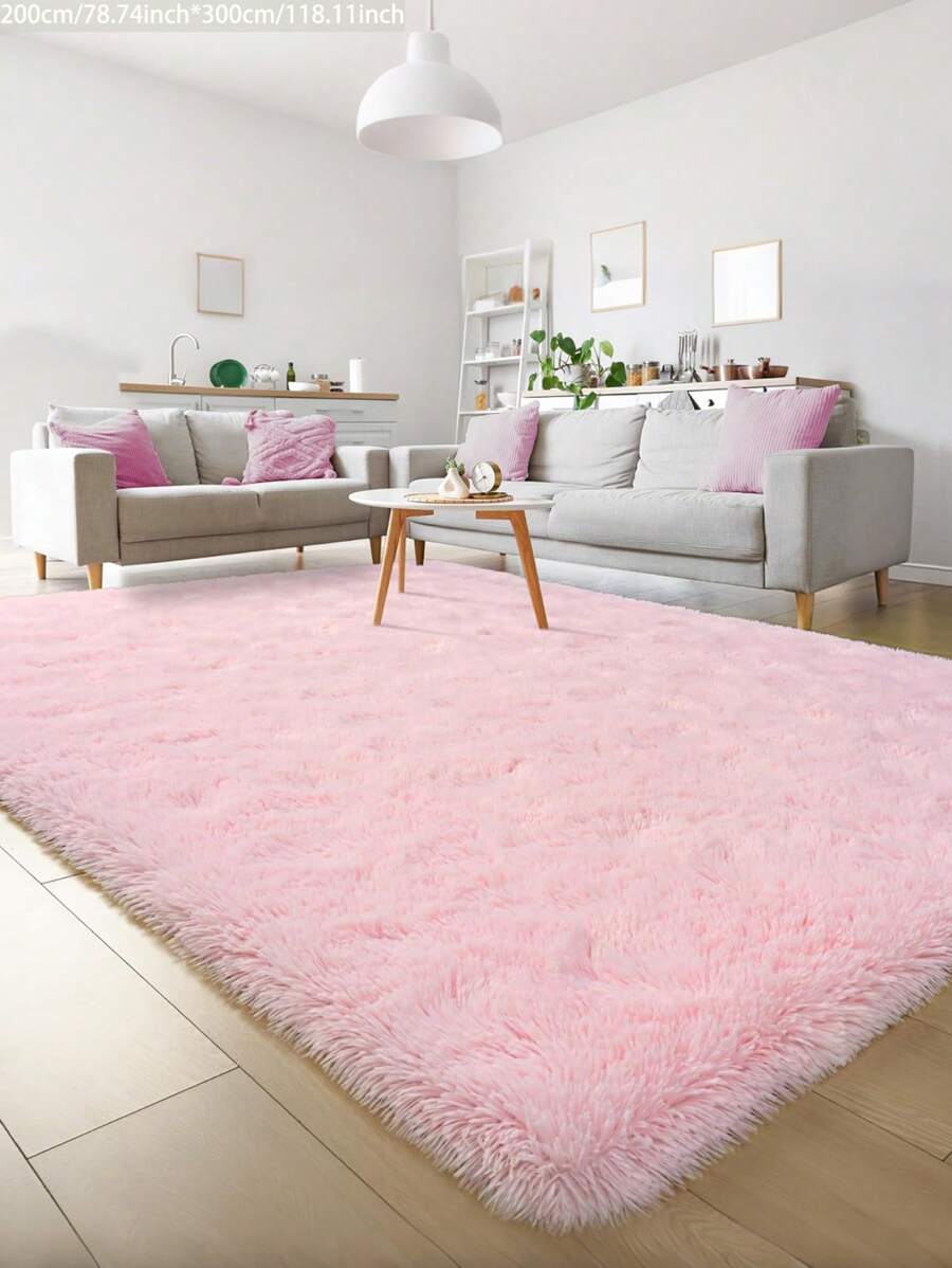 4 英尺 X 6 英尺柔软毛茸茸地毯，可洗地毯垫，适用于客厅、卧室、宿舍、大学、公寓，粉色地毯装饰，适合男孩和女孩的房间