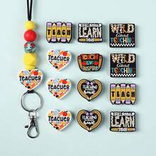 6 件硅胶珠、DIY 教师徽章挂绳、珠宝项链装饰焦点珠、串珠笔、钥匙扣 - 彩色 - 查看 7