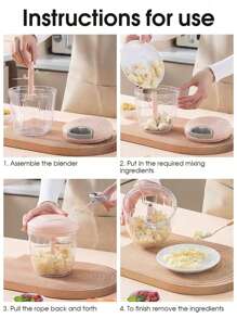 1pc Garlic Grinder Onion Chopper, Manual Food Processing Vegetable Chopper, Onion Cutter, Garlic Chopper, Manual Meat Grinder, Rotary Onion Crusher, Vegetable Cutter, Creative Fruit Grinder, Meat Chopper, Portable Hand Pull String Mincer Cutter