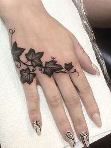 1 pieza Tatuaje temporal a prueba de agua, a prueba de sudor y sin reflejos, 1 diseño de tatuaje de hoja de vid realista, con apariencia fresca y natural, adecuado para personas en la vida diaria