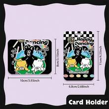 1 pieza Tarjetero invertido con oveja amarilla y blanca, protector de tarjeta de campus, tarjeta de autobús, tarjeta de estudiante, tarjeta de acceso con cordón retráctil negro a prueba de polvo y protección contra caídas - casquillos de resorte - Ver 2