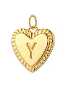 Magic Fish 1 件金色铜镀心形和字母吊坠项链