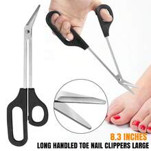 2pcs Long Handled Toe Nail Clippers Angled Scissors Cutters Chiropody Thick Large UK - Black - View 1