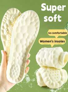 超柔软高弹鞋垫。米色PU材质吸汗鞋垫柔软舒适，减震效果出色，即使长时间站立也不会让男士或女士感到疲劳。适用于运动鞋、高跟鞋和休闲鞋。