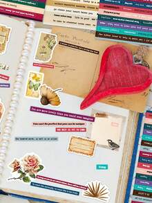 1900 + Sheets Of Diary Gossip Word Stickers + 60 Sheets Of Gold Foil Art Quote Stickers, Contract Your Creative Records! Whether It's A Casual Trash Journal, A Delicate Scrapbook, Or A Bullet Journal With Handmade Quotes, It's Easy To Embellish, And A Few Stickers On A DIY Gift Card Will Instantly Bring Your Thoughts To Life ~ A Huge Amount Of Stickers To Mix And Match, So Every Page Will Have A Little Surprise ~ - Multicolor - View 2