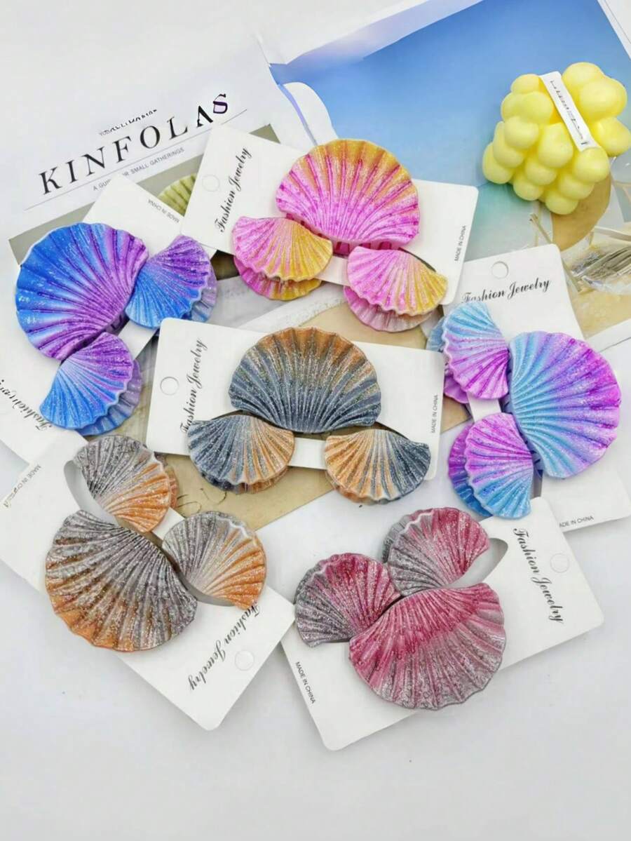 3er-/9er-/18 Stücke Muschelförmige Haarspangen aus ABS-Kunststoff, lässige Haarspangen, ideal für Strand, Reisen, Partys, Urlaub, Schulanfang, Winter-Haarclips (Neuheiten 2025), süße Haarspangen, Haaraccessoires