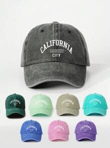 1 件装水洗加州印花棒球帽，可调节户外防晒帽，适合旅行海滩度假，Y2K 风格休闲帽，适合青少年万圣节