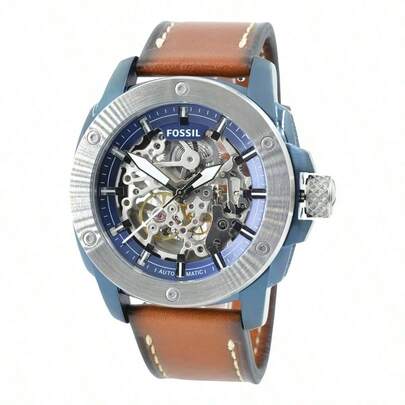  Fossil Men's Automatic Mechanical Leather Three-Hand Watch Stainless Steel Case/Scratch Resistant Glass ME3082/ME3083/ME3134/ME3135