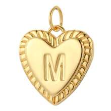 Magic Fish 1 件金色铜镀心形和字母吊坠项链