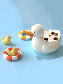 DIY Cute Duck Shaped Aromatherapy Candle Plaster Soap Mold Handmade Resin Ornament Home Decoration Duck Candle Cup Candle Container Item Storage Box Silicone Mold Gypsum Clay Succulent Plant Pot Casting Mold - White - View 3