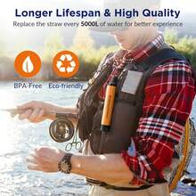 Water Filter Straw Portable Survival Filtering System For Drinking, Hiking, Camping, And Emergency Preparedness - Orange - View 7
