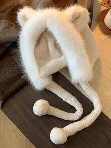 新款可爱毛绒球猫耳渔夫帽，女士款，保暖户外休闲可爱帽 - 彩色 - 查看 21