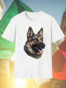 Maglietta Uomo German Shepherd Dog Portrait Stampa Elegante Casual Cotone Idea Regalo Amanti Cani Novità Moda Comfort Offerta Speciale