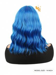 Peluca sintética resistente al calor de 14 pulgadas con flequillo, ondas de agua y ondas rizadas, de estilo Halloween, en colores naranja, azul, rosa rojo y azul mezclado, para mujeres, para uso diario, fiestas, Navidad, festivales de música, carnaval y Año Nuevo como regalo