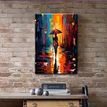1 Pc Canvas Painting, African American Art, Walking In The Rain , Wooden Framed Art,High Quality ,Thickness 2. 25cm/1inch Wall Art Prints Poster Direct Hanging Decor For Home Gifts,Living Room, Bathroom, Bedroom, Kitchen,Bar,Office,Halloween, Christmas And Valentine's Day Gifts,2D Plane - Nhiều màu - Xem 4