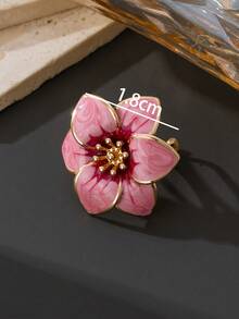 1 件手工渐变扎染粉色花朵设计休闲订婚戒指，甜美可爱，适合女士 - 粉色 - 查看 5