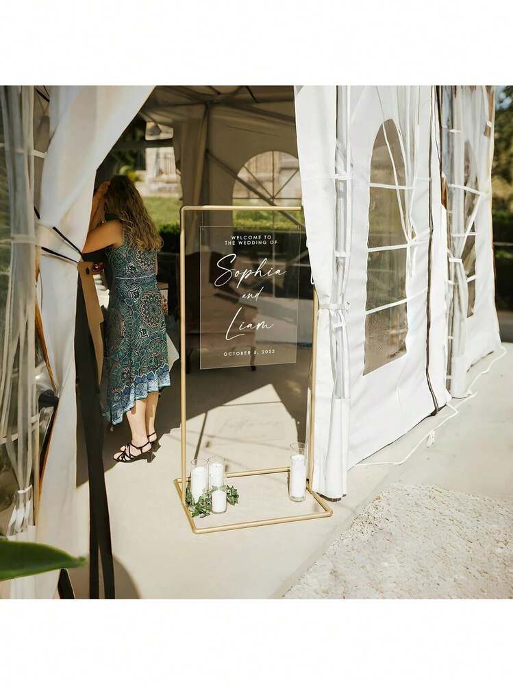Arco Metal Decoracion Soporte Fiesta 1.75* 0.8m para bienvenida,Boda,Fiestas,Expositores Publicitarios etc Festivales/Eventos - Dorado - Añade 4