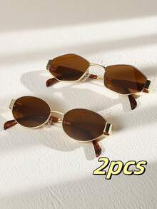 1 套/2 套/3 套/4 套/6 套超轻超大椭圆形镜框眼镜，百搭时尚，适合女性，大镜框显瘦，适合夜店，日常生活搭配和户外旅行配件，夏季必备太阳镜，复古风格椭圆形镜框，适合外出装扮，返校 - 彩色 - 查看 24