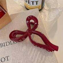 1 件女士大号红色镂空蝴蝶结发夹，优雅甜美校园风格，适合派对、舞会、日常佩戴、新年礼物，爪夹秋冬发饰女士度假装 - 紅色 - 查看 3