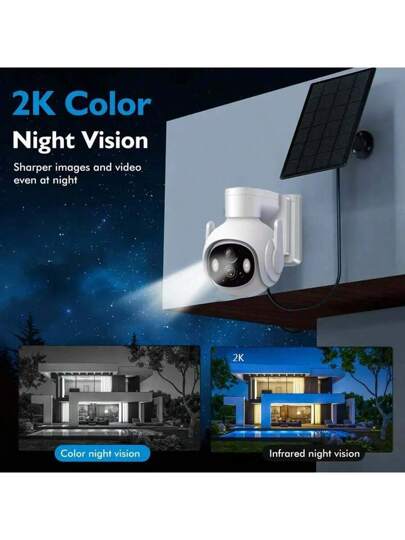 3MP 360° Panoramic View Solar Powered Security Camera, 2.4G/5G WiFi, Outdoor PTZ Auto Tracking, AI Face Detection, 24/7 Recording, Motion Sensor, Siren, Two Way Audio, Remote Monitoring, HD Video, Easy Installation, Home Security, Mobile App view 2