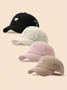 女士心形刺绣马尾辫孔顶棒球帽，夏季百搭遮阳帽