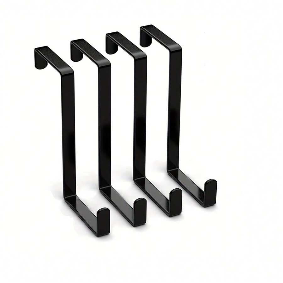 4pcs Black Painted S-Shaped Simple Rear Door Hooks, Flat S-Hooks, Black - Black - View 1