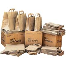 HOT BARGAINS 50 X Brown Paper Bags With Handles | Takeaway Carriers - Brown - View 6