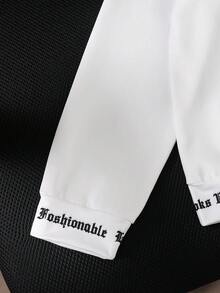 Ein stilvolles und attraktives Set aus Rundhals-Sweatshirt mit Buchstaben-Aufdruck und langen Ärmeln für Jungen, mit einzigartigem Design und bequemem Stoff, perfekt für Outdoor-Urlaube und Lässig Kleidung im Herbst und Winter