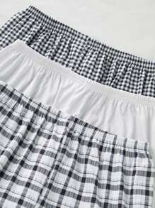 3 件套女士条纹、格子印花短款中长睡裤，舒适柔软，适合所有季节 - 彩色 - 查看 4