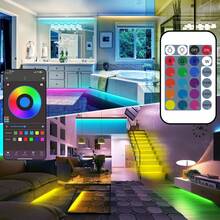 NBBUFF LED Strip Light - USB RGB Ribbon With TV LED Backlight, Synchronized Color-Changing Glowing LED Lights. Features 24-Key APP Control For Decorative Night Lighting In Homes, Bedrooms, Christmas Parties, And Holiday Wall Decor. - 24key Remote+APP Control - View 6