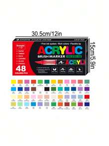 12/24/48/60/72/120/168/200 色专业艺术家笔套装 - 双刷艺术马克笔、柔性画笔和细尖素描 168 色软尖免按压绘画涂鸦覆盖笔直液体丙烯酸马克笔适用于石头、玻璃、陶瓷、复活节彩蛋、金属、木材、防水送给家人和朋友的绝佳礼物！