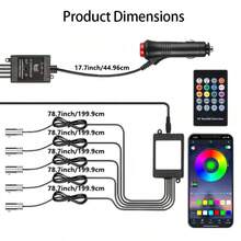 RGB 5-In-1 Ambient Lighting Kit, 236-Inch Fiber Optic 8-Color Car Neon Light, Car Interior Neon LED Light Strip, Car Interior Music Mode Lighting Accessories - RGB 5-in-1 Ambient Lighting Kit - View 3