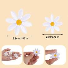 Daisy Flower Iron On Patches, 2 Sizes White Floral Sew On Patches Cute Embroidery Applique Decoration Clothes Bags Hat Jeans Backpacks Shirts - 1 - View 2