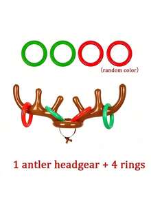 4件套圣诞游戏，充气驯鹿角套圈游戏，圣诞袜填充物，充气驯鹿角套圈游戏，圣诞派对驯鹿角帽游戏，适合家庭，圣诞派对游戏，趣味圣诞礼物，嘉年华假日家庭游戏 - 彩色 - 查看 12