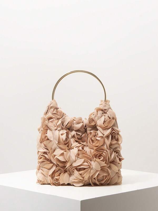 Floral 3D Rose Handbag, Floral Bag, Bridal Party, Prom Bag, Prom Dresses For Women, Prom Accessories, Wedding Items, Elegant Bag For Women (Pattern Random)