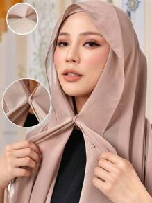 1 件女士纯色刺绣花卉穆斯林头巾，带有刺绣花卉图案雪纺围巾的头巾，轻盈透气的夏季女士披肩，优雅的头巾配饰，适用于日常、派对、旅行、礼服搭配