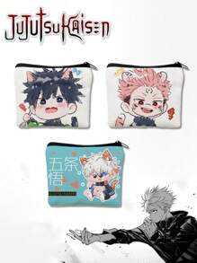 Jujutsu Kaisen 1 pieza Billetera miniatura personalizada con diseño de personaje de anime Gojo, bolsa para cambio de patrón de dibujos animados linda y de alta belleza para hombres y mujeres, bolsa de almacenamiento para auriculares Bluetooth y artículos de papelería