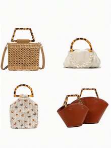 2/4件装梯形和半圆形DIY装饰包带,豹纹D形包带,仿豹纹梯形包带,扁平树脂手提包带,适用于礼盒、钱包、钩编和编织工艺品、DIY手提包制作,是送给爱人、亲戚、朋友、同学、同事、老师的绝佳礼物。 - 彩色 - 查看 4