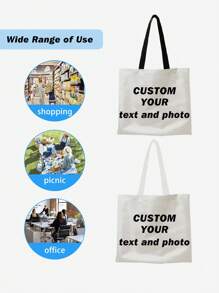 SRH One Customizable Women's Handbag/Canvas Bag With Text/Photo Options. Upload Personalized Photos (Wedding, Partner, Etc.) With Customizable Text, Multiple Fonts, And Colors To Choose From. Create Your Own Unique Canvas Tote Bag.