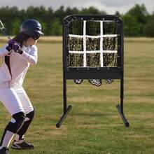 Baseball Practice Net Throwing Net Nine Hole Training Net, Baseball Throwing Training Tool, Adjustable Height, 21.3 * 21.3 Inches - Black - View 3